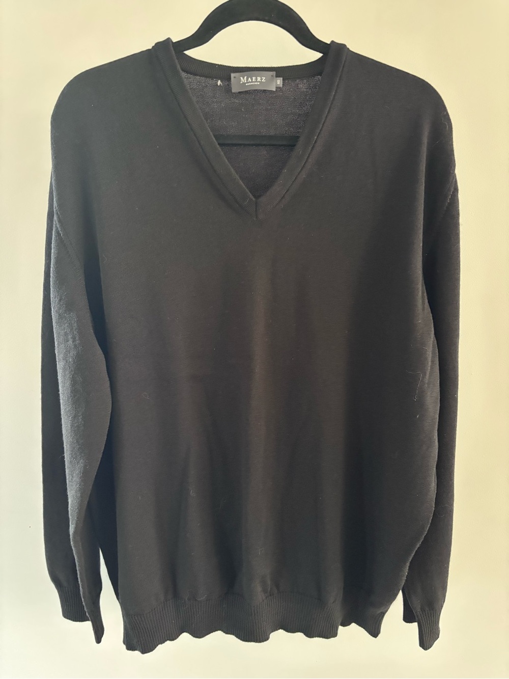 Marre Virgin wool Men's Black V-Neck Pullover Sweater